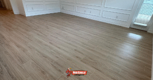 A spacious room featuring wood-look tile flooring by Red Eagle Flooring, illustrating how modern materials contribute to the LVP vs. LVT discussion.